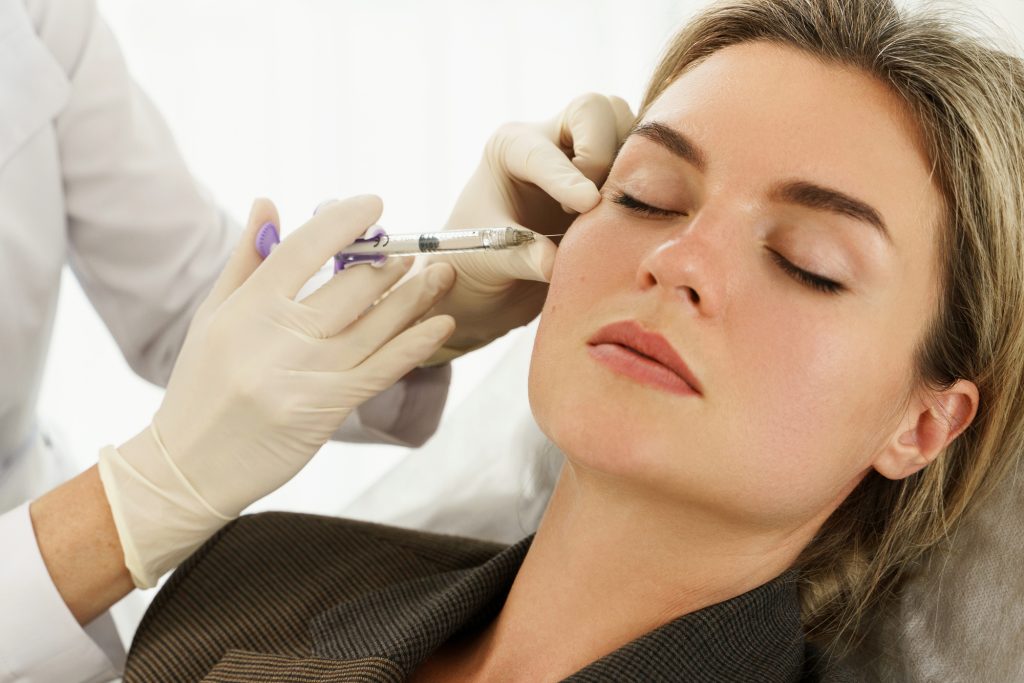 The filler procedure entails injecting a gel-like material beneath the surface of the skin.